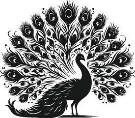 Fototapeta premium Clipart drawing of a cute bird animal peacock vector