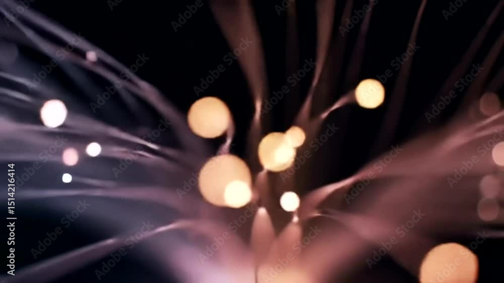 Poster abstract light beams flowing with bokeh effects slow motion