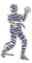 Paper art cutout of scary Halloween mummy on a transparent background