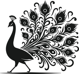 Fototapeta premium Clipart drawing of a cute bird animal peacock vector