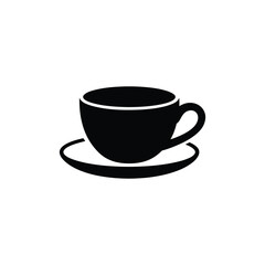 Obraz premium Isolated Black Coffee Cup Silhouette On Saucer Over White Background
