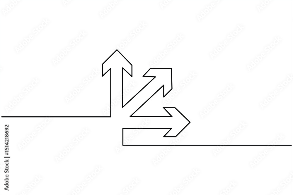 Aufkleber a one line drawing of arrow symbol continuous single line art arrow design vector illustration
