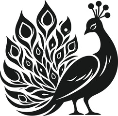 Clipart drawing of a cute bird animal peacock vector