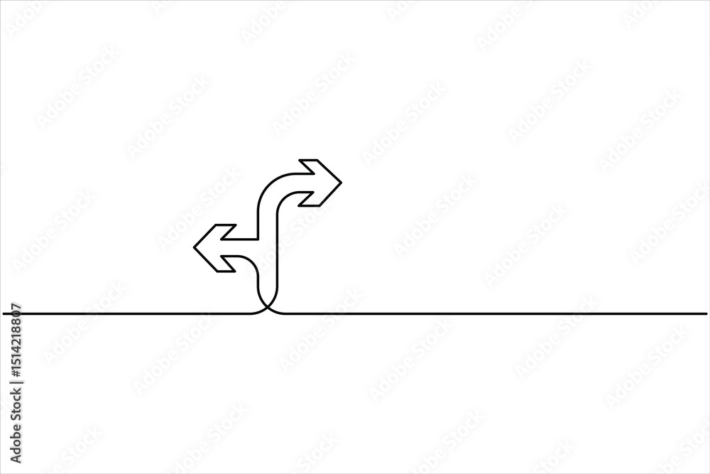 Aufkleber A one line drawing of arrow symbol continuous single line art arrow design Vector illustration