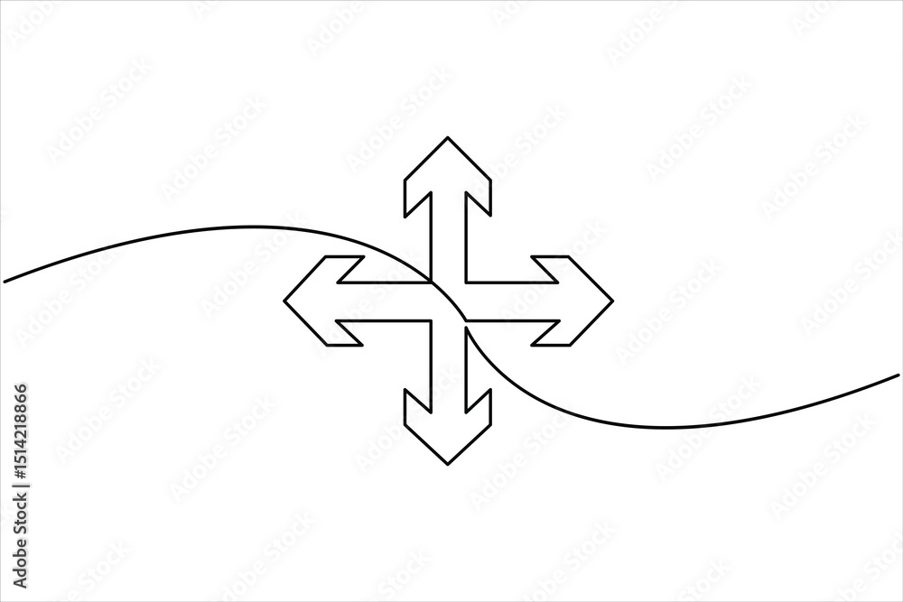 Aufkleber A one line drawing of arrow symbol continuous single line art arrow design Vector illustration