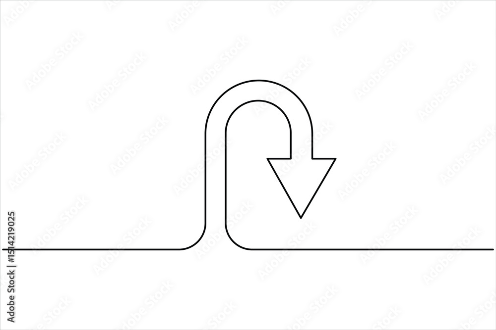 Aufkleber A one line drawing of arrow symbol continuous single line art arrow design Vector illustration