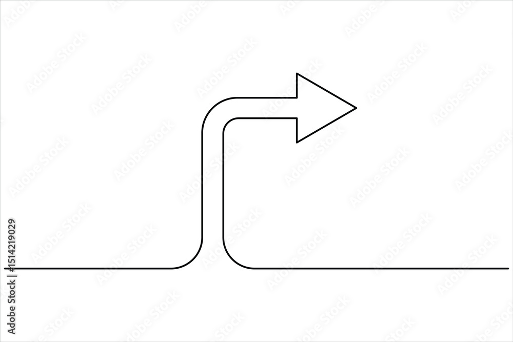 Fototapete a one line drawing of arrow symbol continuous single line art arrow design vector illustration