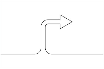 A one line drawing of arrow symbol continuous single line art arrow design Vector illustration