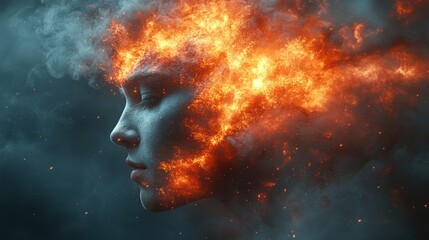 Fiery Transformation: A Surreal Portrait of Inner Fire