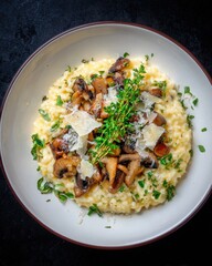Creamy Mushroom Risotto with Fresh Herbs and Parmesan Cheese