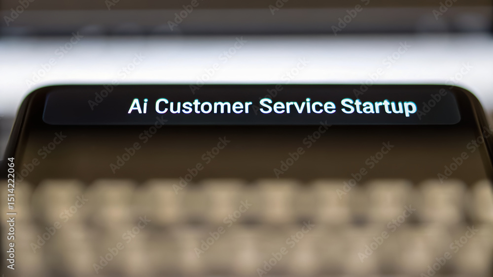 Aufkleber ai customer service startup concept on digital screen with blurred keyboard in foreground for techno