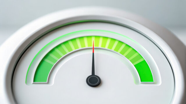 Ai technology powers customer service with startup rf innovation shown by gauge indicating balanced performance and efficiency