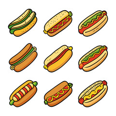 Assorted Hot Dog Illustrations