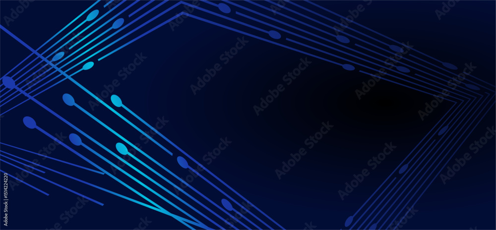 Aufkleber abstract blue circuit lines with dot connectors on a dark background