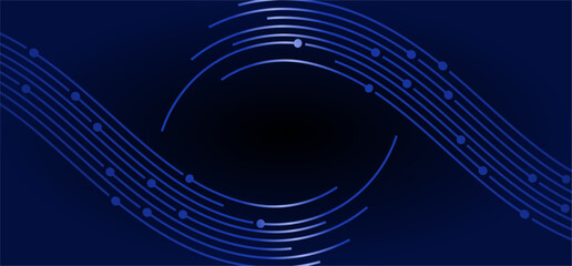 Waving blue lines connected by dots on dark background