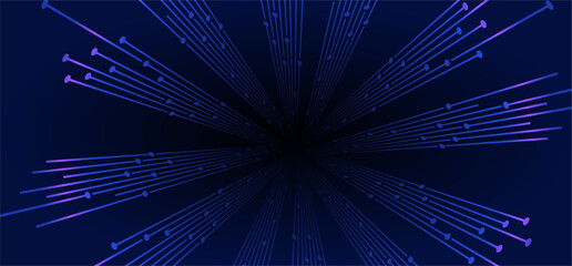 Radially oriented lines with circle accents, fading into darkness