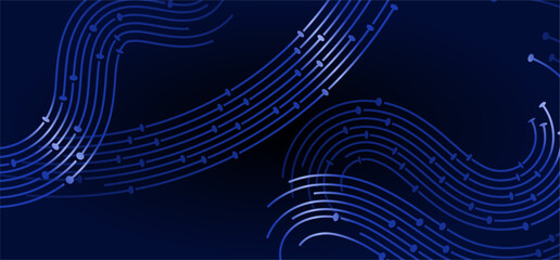 Blue lines with dots curve on dark background