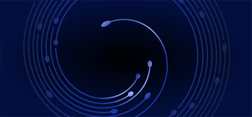Blue concentric arcs with node-like points on dark background