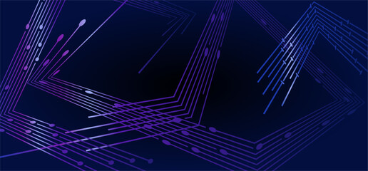 Geometric, overlapping light purple/blue lines on a navy background