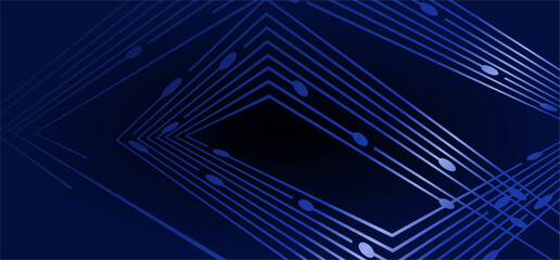 Dark blue abstract with geometric blue lines & ovals
