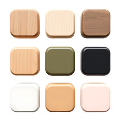 a grid of 9 rectangles package with different textures, with rounded edges