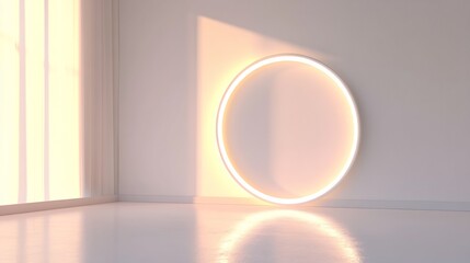 Interior Scene with Illuminated Circular Light Fixture