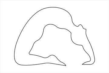 One continuous line art drawing of doing exercise in yoga pose outline vector illustration