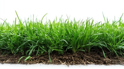 Vibrant Green Grass and Soil: A Lush Spring Meadow