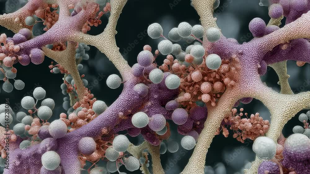 Poster microscopic view of a dna based nanocarrier, highlighting its intricate design and functional groups