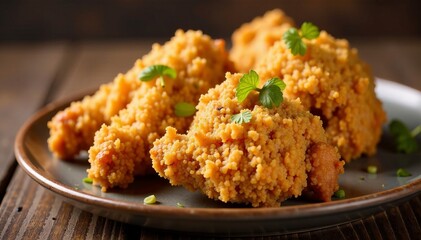 Southern style fried chicken with batter coating , batter, fried, chicken