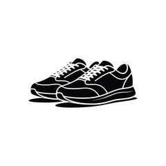 Pair of Running Shoes Icon with Laces on Transparent Background Flat Design