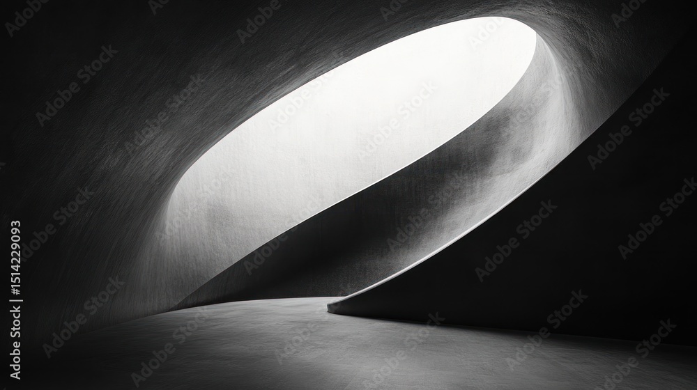 Poster abstract monochromatic concrete architecture: a study in light and shadow