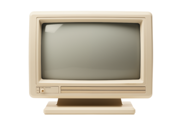 Vintage CRT Monitor: Retro Computing Display isolated on transparent background png