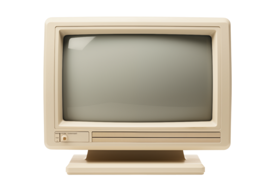 Vintage CRT Monitor: Retro Computing Display isolated on transparent background png