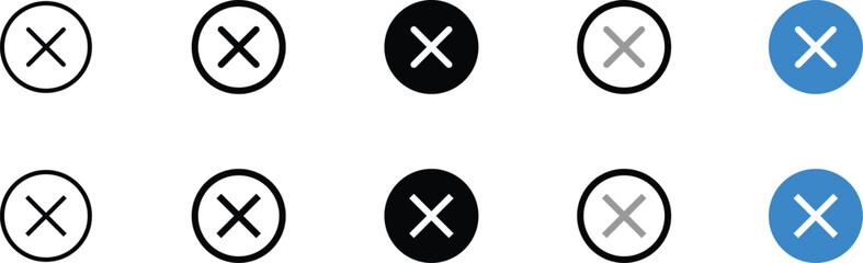 Various X Icons in Different Color Combinations