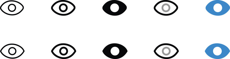 Set of Eye Icons in Various Colors