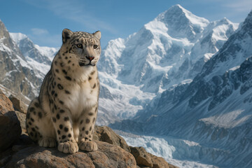 Fototapeta premium leopard in the snow