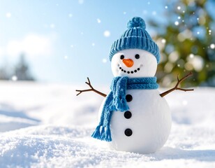 Fototapeta premium Snowman in winter scene