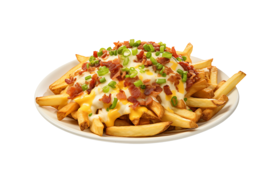 Loaded Bacon Cheese Fries: Gourmet Comfort Food isolated on transparent background png