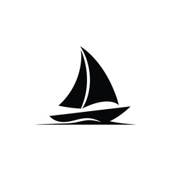 Sailboat Silhouette Icon Isolated on White Sailing Yacht Design Element Marine