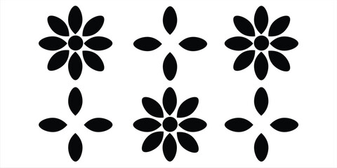 flower shape vector, floral icon set, flowers vector silhouette, symmetrical floral patterns,