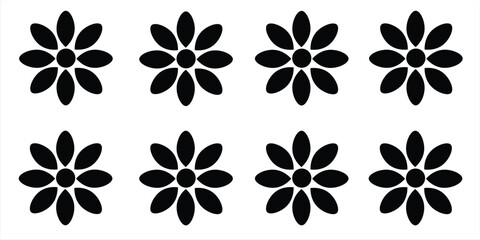 flower shape vector, floral icon set, flowers vector silhouette, symmetrical floral patterns, l