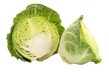 Fototapeta premium Fresh Savoy Cabbage: Vibrant Green Vegetable, Culinary Uses & Recipes isolated on transparent background png