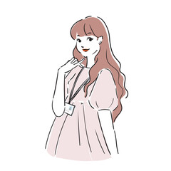 巻き髪の可愛いビジネスウーマン