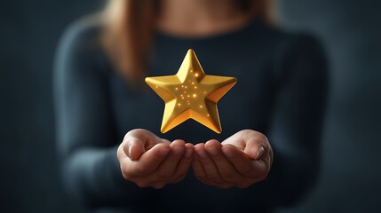 Aspiration and achievement manifested in the glowing star above cupped hands