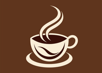 Premium coffee shop logo. Cafe mug icon. Latte aroma symbol. Espresso hot drink cup sign. Arabica cappuccino emblem. Vector illustration