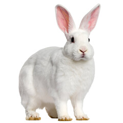 Obraz premium A portrait of a white rabbit with long ears, staring at the viewer
