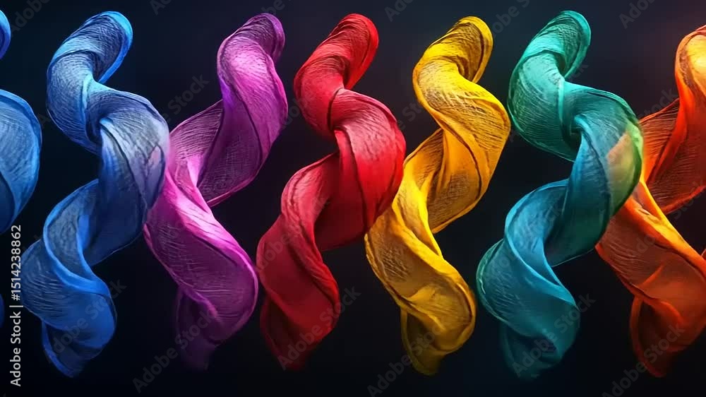 Aufkleber abstract colorful twisted forms background - vibrant fluid art motion graphics element
