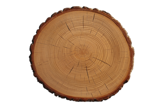 tree rings in a cut log on a transparent background