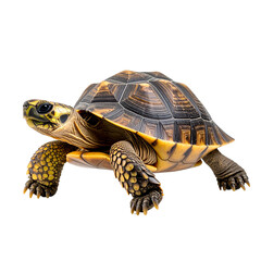 Obraz premium Yellow-footed tortoise walking on white background 